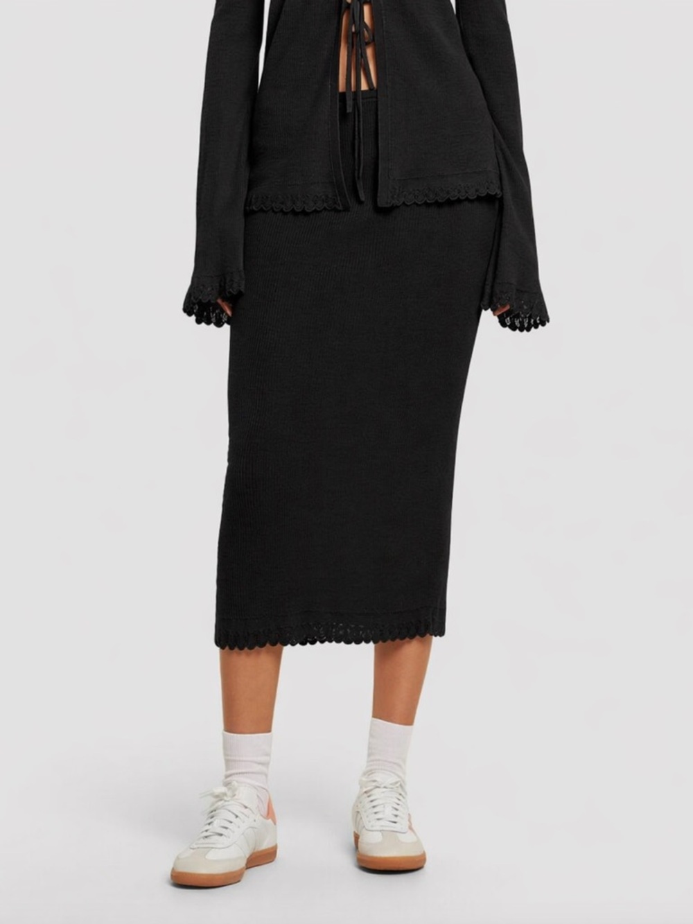 Guest In Residence Cashmere Midi Skirt Black
